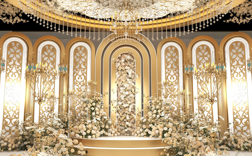 通州香槟色调婚礼堂效果展示
